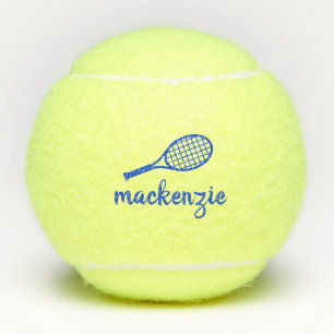 Personalised Calligraphy Script Name Blue Tennis Balls