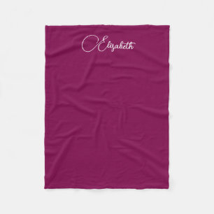 Personalised Calligraphy Script Name Wine Colour Fleece Blanket