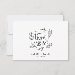 Personalised Calligraphy Wedding Thank You Ornate Card