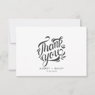 Personalised Calligraphy Wedding Thank You Ornate Card