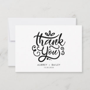 Personalised Calligraphy Wedding Thank You Ornate Card