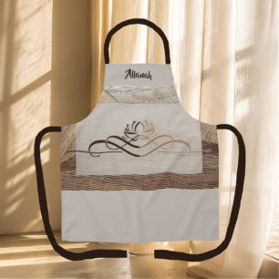 Personalised Calming Linen Bamboo Lotus Flower Apron