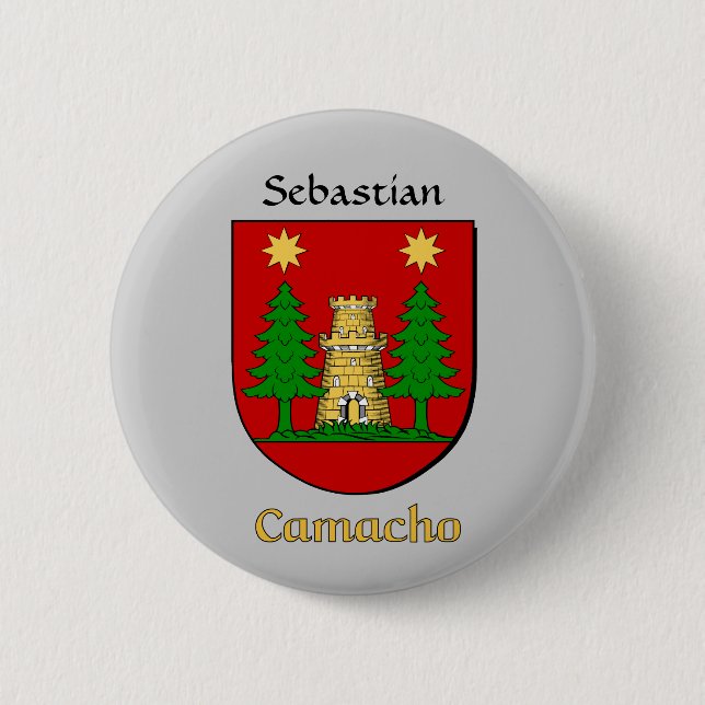 Personalised Camacho Historical Shield 6 Cm Round Badge (Front)