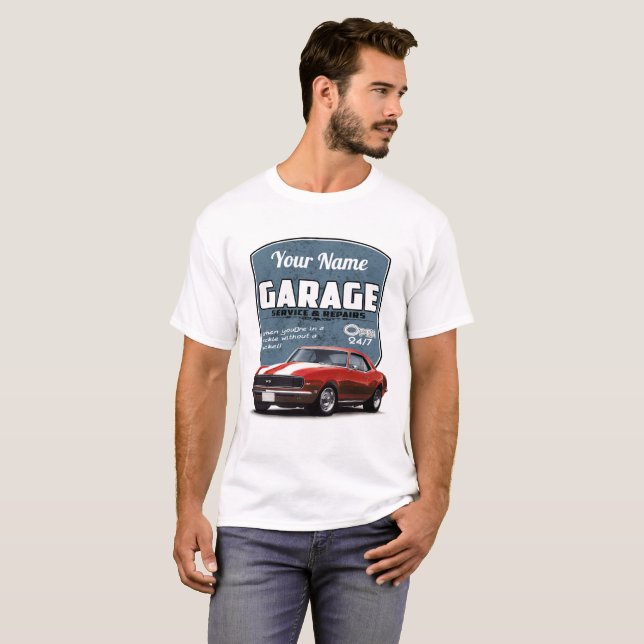 Personalised Camaro Garage T-Shirt (Front Full)