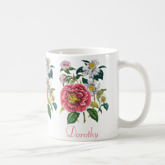 Personalised Camellias Coffee Mug (Right)
