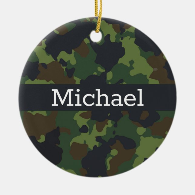 Personalised Camouflage Camo Army Military Ceramic Tree Decoration (Front)