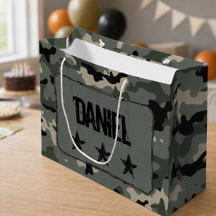 Personalised Camouflage Large Gift Bag