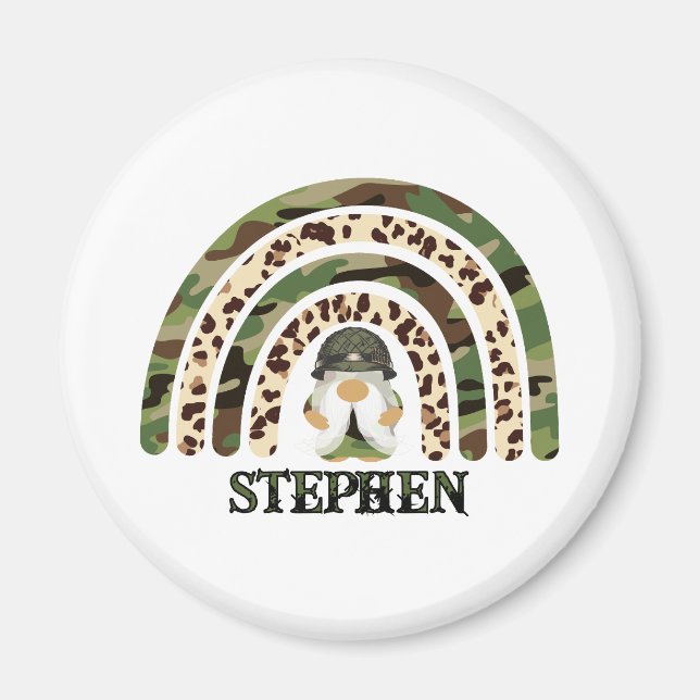 Personalised Camouflage Rainbow Design Magnet (Front)