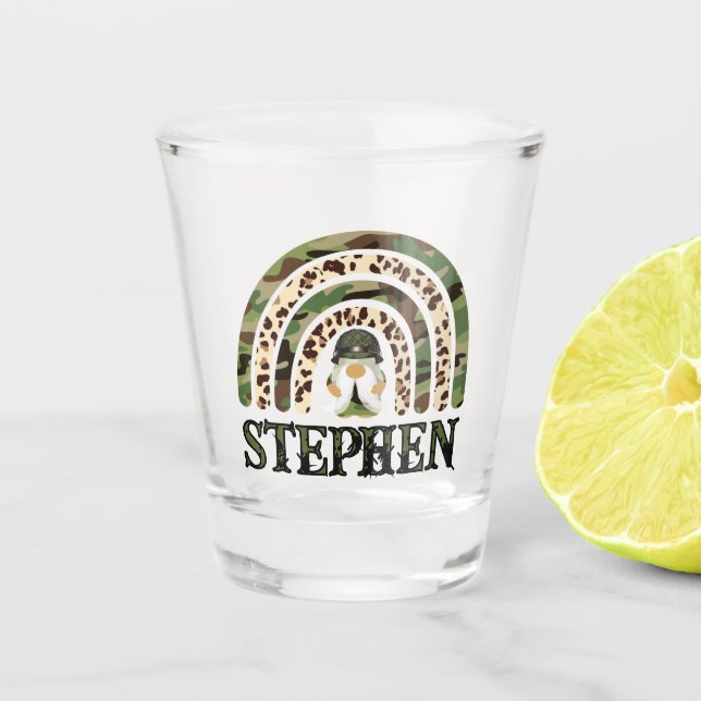 Personalised Camouflage Rainbow Design Shot Glass (Front)