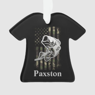 Personalised Camouflage USA Flag Bass Fishing Ornament
