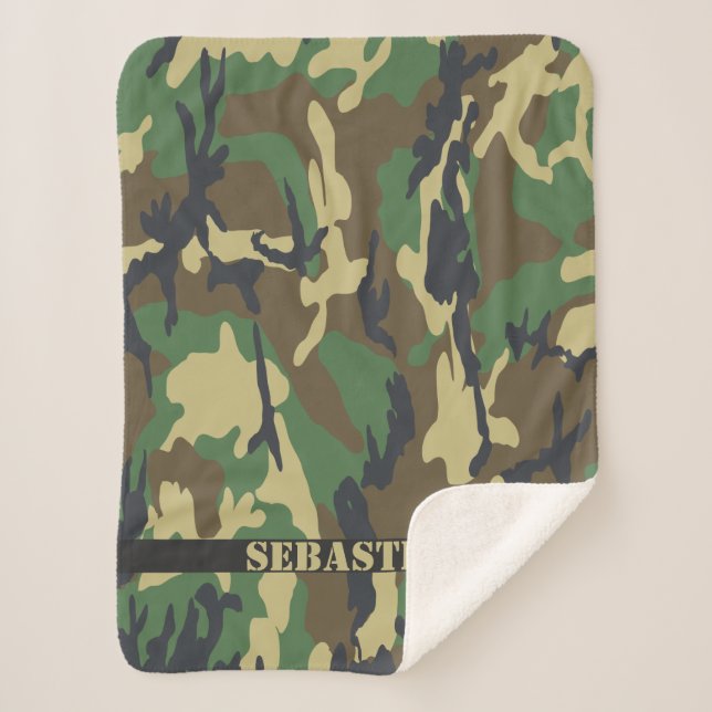 Personalised Camouflaged Army Military Sherpa Blanket (Front)