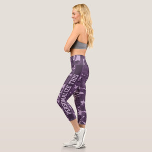 Personalised Camouflaged Urban Purple Pattern Capri Leggings