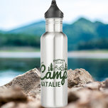 Personalised Camp Bach Bachelorette Party Custom 710 Ml Water Bottle<br><div class="desc">Stay hydrated in style during your mountainous adventure with our Personalised Camp Bach Bachelorette Party Custom Stainless Steel Water Bottle – a forest green tumbler that combines functionality with a touch of nature-inspired elegance. This custom camp bachelorette water bottle is not just a hydration companion; it's a cherished keepsake, symbolising...</div>