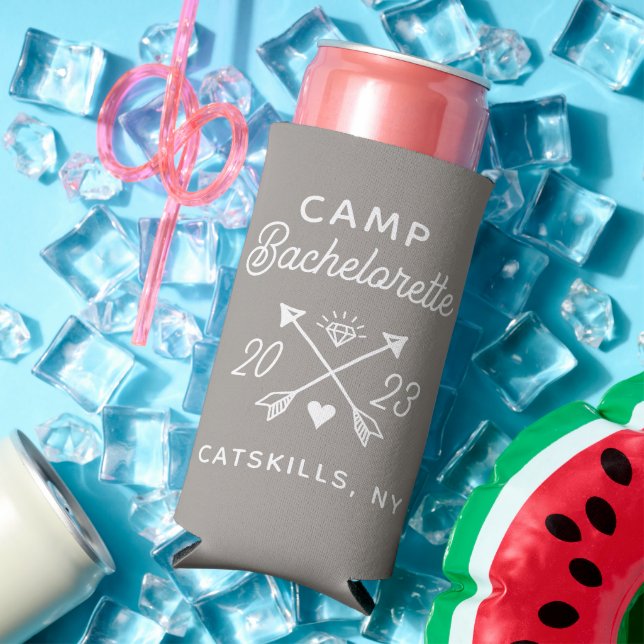 Personalised Camp Bachelorette Bride Seltzer Can Cooler (In Situ Summer)