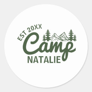 Personalised Camp Bachelorette Party Bridesmaids Classic Round Sticker