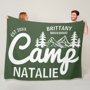 Personalised Camp Bachelorette Party Bridesmaids Fleece Blanket