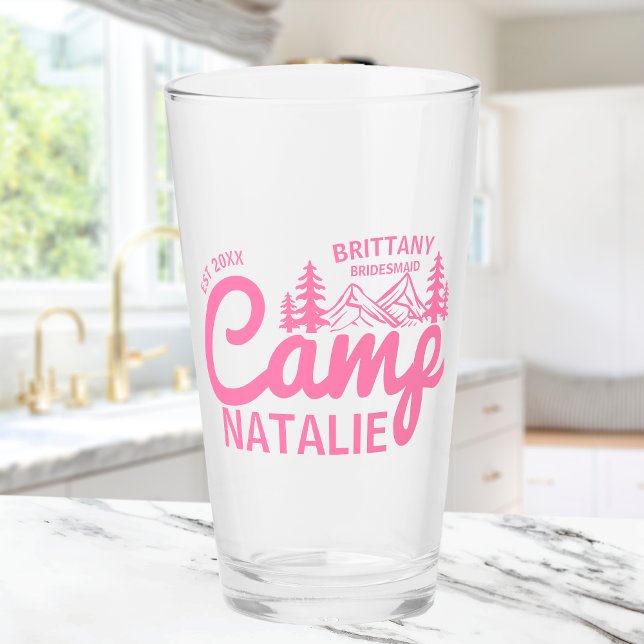 Personalised Camp Bachelorette Party Bridesmaids Glass (Creator Uploaded)