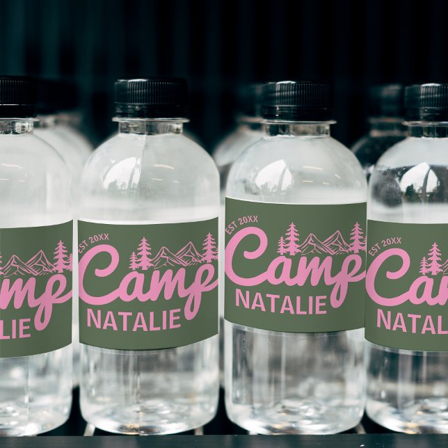 Personalised Camp Bachelorette Party Bridesmaids Water Bottle Label (Creator Uploaded)