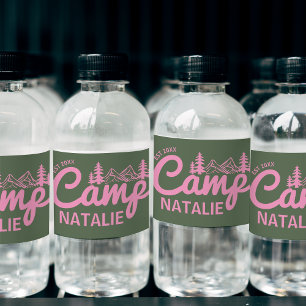 Personalised Camp Bachelorette Party Bridesmaids Water Bottle Label