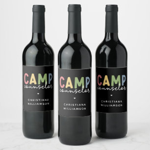 Personalised Camp Counsellor Gifts Wine Label