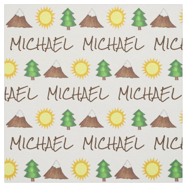 Personalised Camp Mountain Climbing Sun Tree Fabric (Swatch)