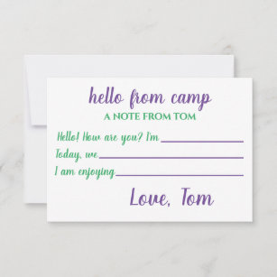 Personalised Camp Notecards for Boys