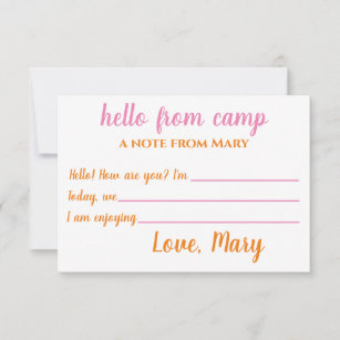 Personalised Camp Notecards for Girls