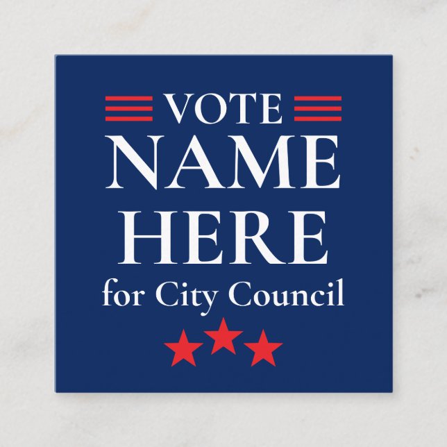 Personalised Campaign Election Square Business Card (Front)