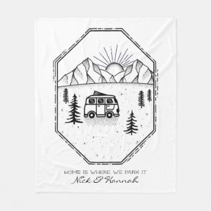Personalised Camper Van Life Outdoors Camping Fleece Blanket