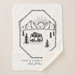 Personalised Camper Van Life Outdoors Camping Sherpa Blanket