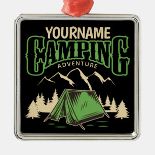 Personalised Camping Family Camp Trip Adventure  Metal Tree Decoration