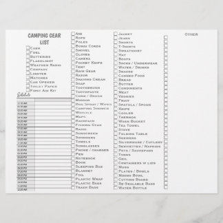 Personalised Camping Gear Checklist Custom Letterhead
