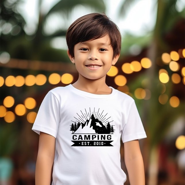Personalised Camping T-Shirt (Travel and the great outdoors can have an amazing effect on the young. Celebrate these magic days!)