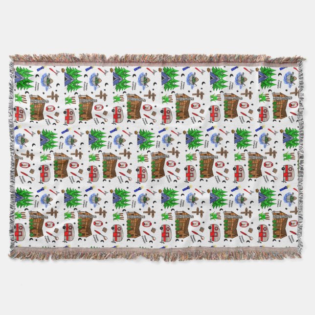 Personalised Camping Themed  Happy Camper    Throw Blanket (Front)