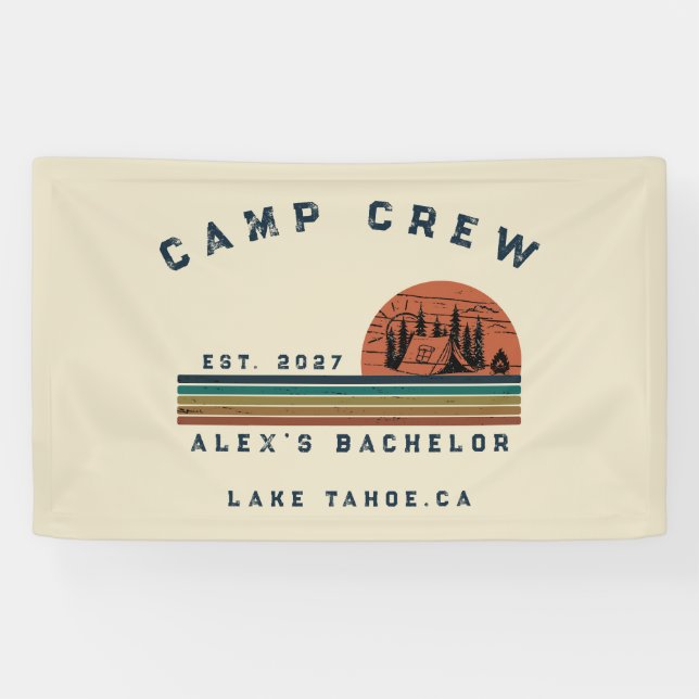 Personalised Camping Weekend Bachelor Party Banner (Horizontal)