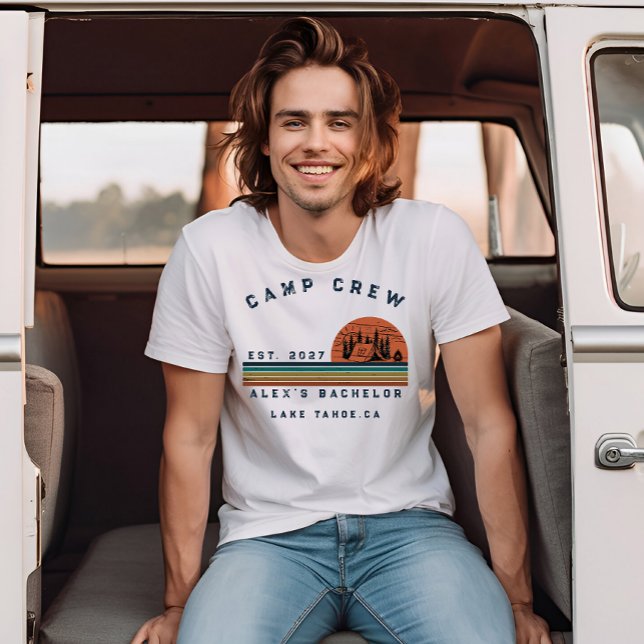 Personalised Camping Weekend Bachelor Party T-Shirt (Creator Uploaded)