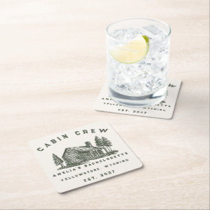 Personalised Camping Weekend Bachelorette Party Square Paper Coaster