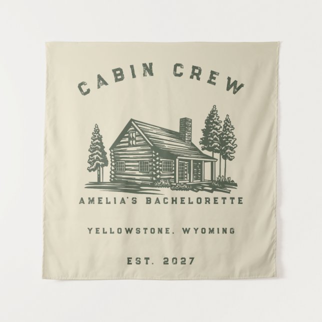 Personalised Camping Weekend Bachelorette Party Tapestry (Front)