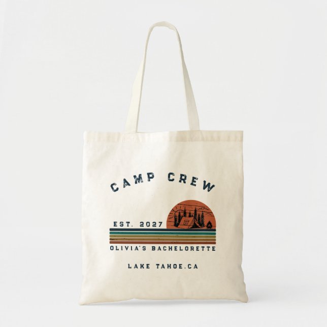 Personalised Camping Weekend Bachelorette Party Tote Bag (Front)