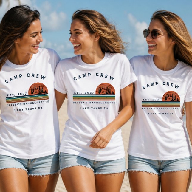 Personalised Camping Weekend Bachelorette Party Tri-Blend Shirt (Creator Uploaded)