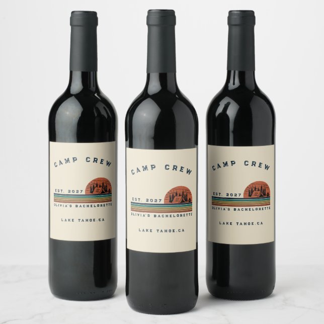 Personalised Camping Weekend Bachelorette Party Wine Label (Bottles)