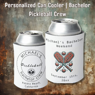 Personalised Can Cooler   Bachelor Pickleball Crew