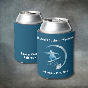 Personalised Can Cooler Bachelor Snowboard Weekend