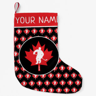 Personalised Canada Canadian Hockey Maple Leaf Small Christmas Stocking