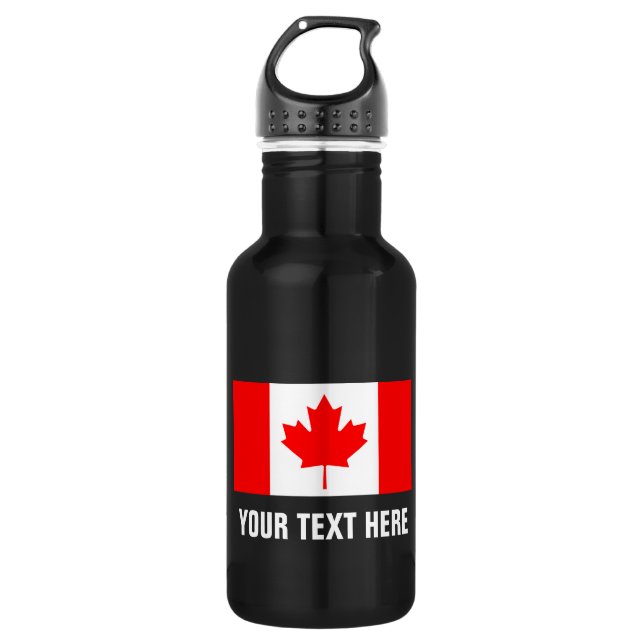 Personalised Canadian flag water bottle for Canada (Front)