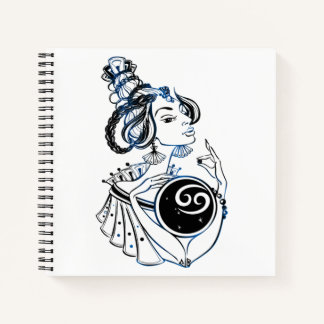 Personalised Cancer Zodiac Art Deco Lady Notebook
