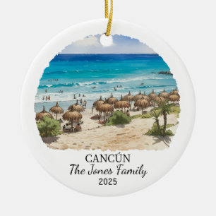 Personalised Cancun Ornament, Mexico Gift Ceramic Tree Decoration
