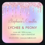Personalised Candle Label | Dripping Pink Glitter<br><div class="desc">Personalised Candle Label | Dripping Pink Glitter Design . This is a template ready for you to add your details to .</div>