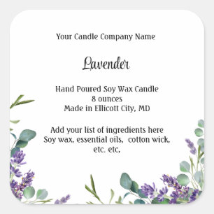 Personalised Candle Labels Lavender Eucalyptus
