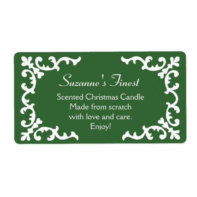 Personalised Candle or Canning Jar Green Label (Front)